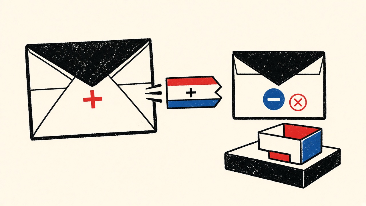Master envelope with detached plus-tag beside a disposable trial envelope
